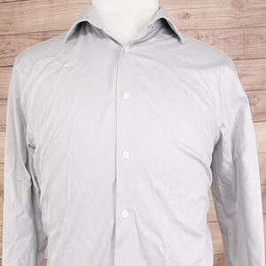 Michael Kors Dress Shirt Mens XL 17 34/35 Gray Airsoft Stretch Regular Fit
